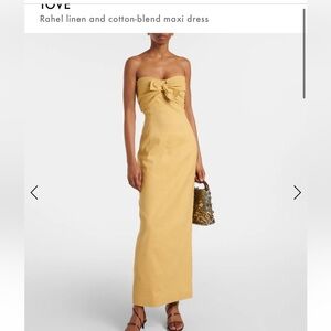 ISO!!! TOVE Rahel Linen Strapless Bow-Front Maxi Dress in Mustard Yellow